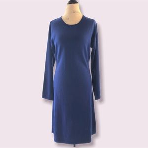 Garnet Hill Blue MIDI Sweater Dress Large